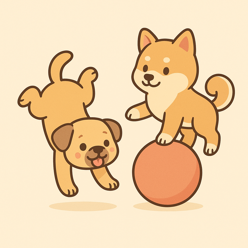 Home cachorros brincalhões em harmonia pastel